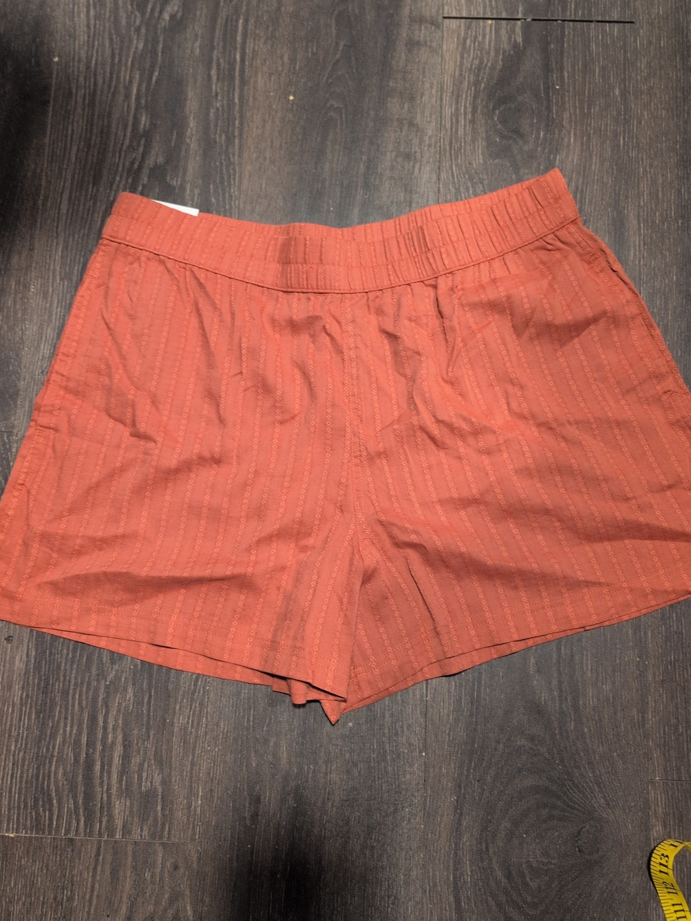 Three Dots 100% Cotton Gauze High Waisted Pull On Style Shorts XL NWT Coral Red